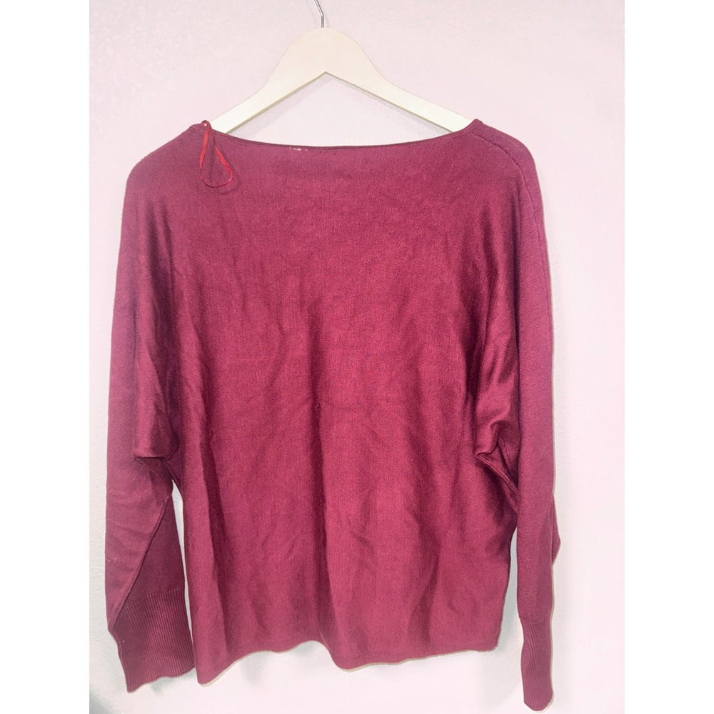 Cyrus New York Womens Dolman Sleeve Boat Neck Sweater Red Mahogany L - Picture 4 of 6
